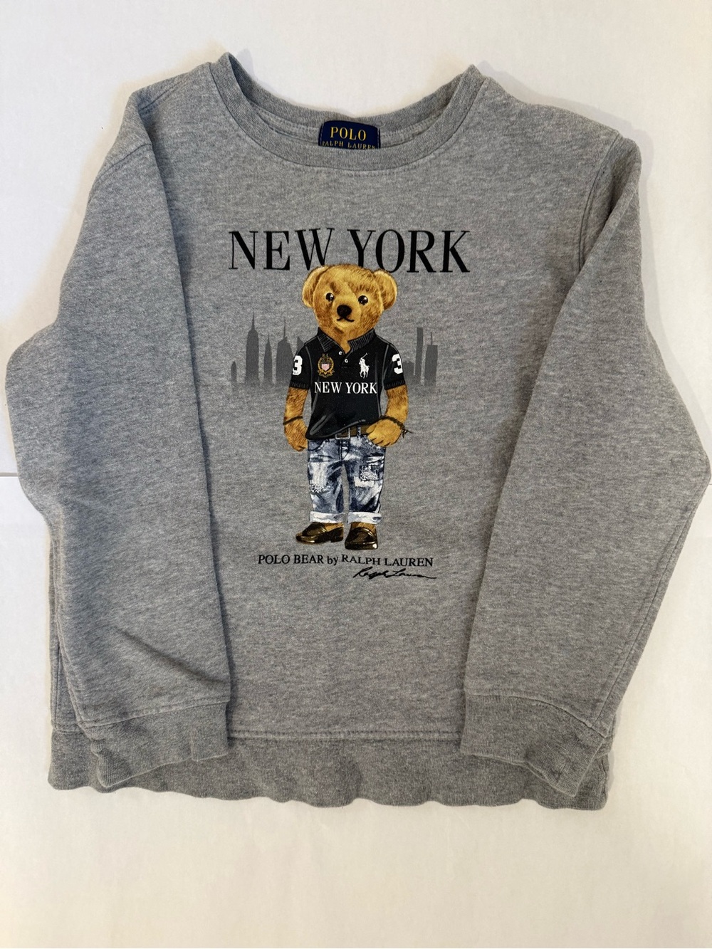 Polo by Ralph Lauren Grey Crewneck Sweater with Polo Bear Graphic